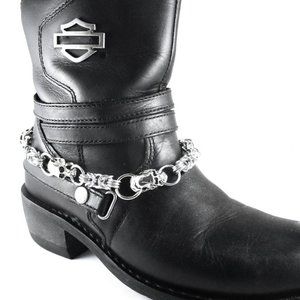 Skulls in Chrome Boot Chain Chainmail Links Jewelry Men Women Goth Biker Ride